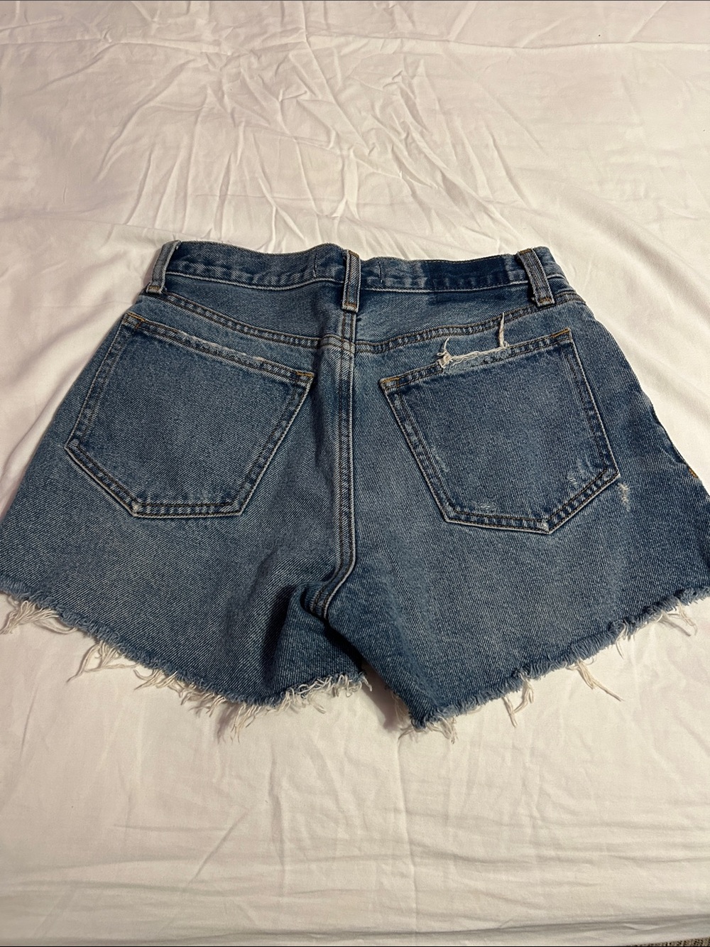 Abercrombie & Fitch Distressed Medium Blue Denim Cutoff Shorts - Picture 2 of 3